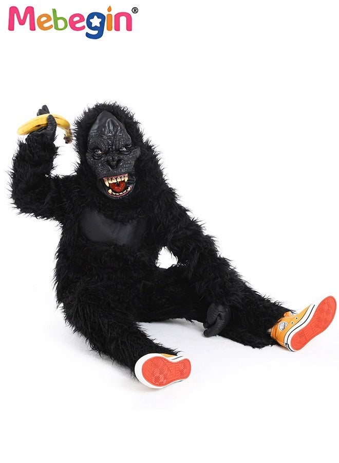 MEBEGIN Kids Gorill Costume Set with Plush Bodysuit, Gorilla Mask and Gloves, Realistic Animal Outfit for Kids, Funny Cosplay Outfit, Suitable for Dress-Up, Animal Themed Parties and Playtime Adventures - Image 3